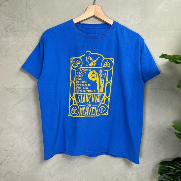 Led Zeppelin 00s Stairway to Heaven Distressed Small Boxy Shirt - Picture 1 of 5